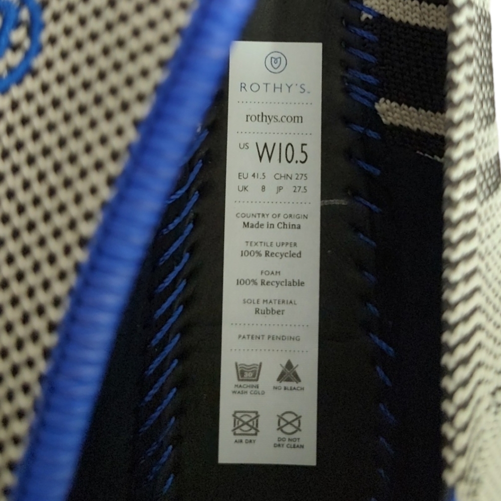 NEW Rothy's The Point Inverse Stripe Gray & Multicolor Flats Women's Size 10.5 - Picture 5 of 11